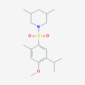 molecular formula C18H29NO3S B11480092 1-[(5-Isopropyl-4-methoxy-2-methylphenyl)sulfonyl]-3,5-dimethylpiperidine 