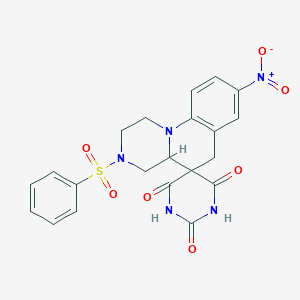 8-nitro-3-(phenylsulfonyl)-2,3,4,4a-tetrahydro-1H,2'H,6H-spiro[pyrazino[1,2-a]quinoline-5,5'-pyrimidine]-2',4',6'(1'H,3'H)-trione