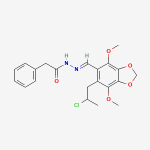 N'-{(E)-[6-(2-chloropropyl)-4,7-dimethoxy-1,3-benzodioxol-5-yl]methylidene}-2-phenylacetohydrazide