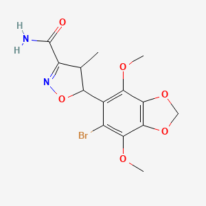 5-(6-Bromo-4,7-dimethoxy-1,3-benzodioxol-5-yl)-4-methyl-4,5-dihydro-1,2-oxazole-3-carboxamide