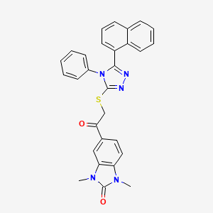 molecular formula C29H23N5O2S B11480145 1,3-dimethyl-5-({[5-(naphthalen-1-yl)-4-phenyl-4H-1,2,4-triazol-3-yl]sulfanyl}acetyl)-1,3-dihydro-2H-benzimidazol-2-one 