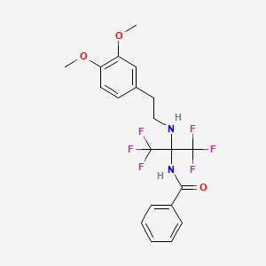 molecular formula C20H20F6N2O3 B11480148 N-(2-{[2-(3,4-dimethoxyphenyl)ethyl]amino}-1,1,1,3,3,3-hexafluoropropan-2-yl)benzamide 