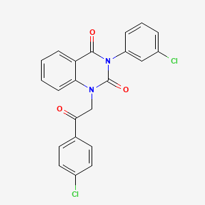 molecular formula C22H14Cl2N2O3 B11480150 3-(3-chlorophenyl)-1-[2-(4-chlorophenyl)-2-oxoethyl]quinazoline-2,4(1H,3H)-dione 