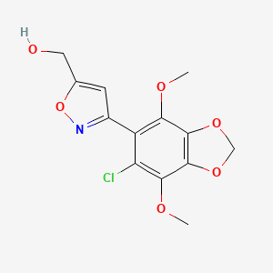 molecular formula C13H12ClNO6 B11480161 [3-(6-Chloro-4,7-dimethoxy-1,3-benzodioxol-5-yl)-1,2-oxazol-5-yl]methanol 