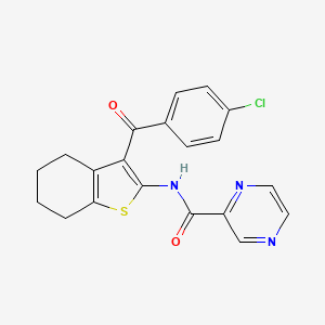 molecular formula C20H16ClN3O2S B11480197 N-[3-(4-chlorobenzoyl)-4,5,6,7-tetrahydro-1-benzothiophen-2-yl]pyrazine-2-carboxamide 