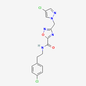 molecular formula C15H13Cl2N5O2 B11480209 N-[2-(4-chlorophenyl)ethyl]-3-[(4-chloro-1H-pyrazol-1-yl)methyl]-1,2,4-oxadiazole-5-carboxamide 