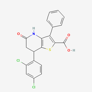 molecular formula C20H13Cl2NO3S B11480229 7-(2,4-Dichlorophenyl)-5-oxo-3-phenyl-4,5,6,7-tetrahydrothieno[3,2-b]pyridine-2-carboxylic acid 