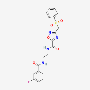 N-(2-{[(3-fluorophenyl)carbonyl]amino}ethyl)-3-[(phenylsulfonyl)methyl]-1,2,4-oxadiazole-5-carboxamide