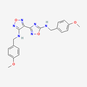 molecular formula C20H20N6O4 B11480310 N-(4-methoxybenzyl)-3-{4-[(4-methoxybenzyl)amino]-1,2,5-oxadiazol-3-yl}-1,2,4-oxadiazol-5-amine 