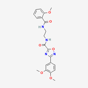 molecular formula C21H22N4O6 B11480317 3-(3,4-dimethoxyphenyl)-N-(2-{[(2-methoxyphenyl)carbonyl]amino}ethyl)-1,2,4-oxadiazole-5-carboxamide 