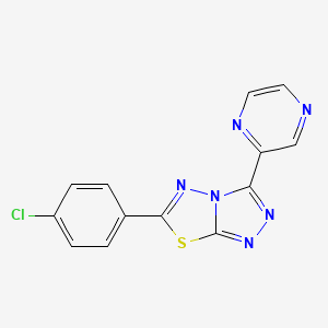 molecular formula C13H7ClN6S B11480322 6-(4-Chlorophenyl)-3-(pyrazin-2-yl)[1,2,4]triazolo[3,4-b][1,3,4]thiadiazole 