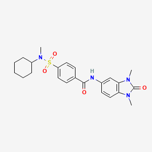 molecular formula C23H28N4O4S B11480367 4-[cyclohexyl(methyl)sulfamoyl]-N-(1,3-dimethyl-2-oxo-2,3-dihydro-1H-benzimidazol-5-yl)benzamide 