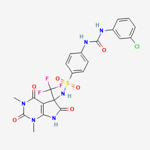 4-{[(3-chlorophenyl)carbamoyl]amino}-N-[1,3-dimethyl-2,4,6-trioxo-5-(trifluoromethyl)-2,3,4,5,6,7-hexahydro-1H-pyrrolo[2,3-d]pyrimidin-5-yl]benzenesulfonamide