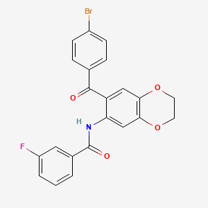 molecular formula C22H15BrFNO4 B11480458 N-{7-[(4-bromophenyl)carbonyl]-2,3-dihydro-1,4-benzodioxin-6-yl}-3-fluorobenzamide 