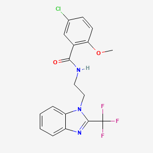 molecular formula C18H15ClF3N3O2 B11480466 5-chloro-2-methoxy-N-{2-[2-(trifluoromethyl)-1H-benzimidazol-1-yl]ethyl}benzamide 