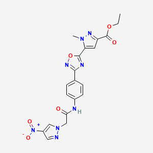 ethyl 1-methyl-5-[3-(4-{[(4-nitro-1H-pyrazol-1-yl)acetyl]amino}phenyl)-1,2,4-oxadiazol-5-yl]-1H-pyrazole-3-carboxylate