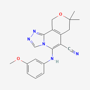 molecular formula C19H19N5O2 B11480474 5-[(3-methoxyphenyl)amino]-8,8-dimethyl-7,10-dihydro-8H-pyrano[3,4-c][1,2,4]triazolo[4,3-a]pyridine-6-carbonitrile 