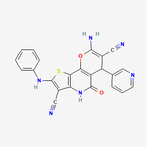 8-amino-5-oxo-2-(phenylamino)-6-(pyridin-3-yl)-4,6-dihydro-5H-pyrano[2,3-d]thieno[3,2-b]pyridine-3,7-dicarbonitrile