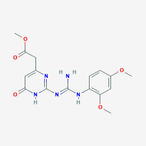 molecular formula C16H19N5O5 B11480494 methyl {2-[N'-(2,4-dimethoxyphenyl)carbamimidamido]-6-hydroxypyrimidin-4-yl}acetate 