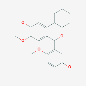 molecular formula C23H28O5 B11480517 6-(2,5-dimethoxyphenyl)-8,9-dimethoxy-2,3,4,4a,6,10b-hexahydro-1H-benzo[c]chromene 