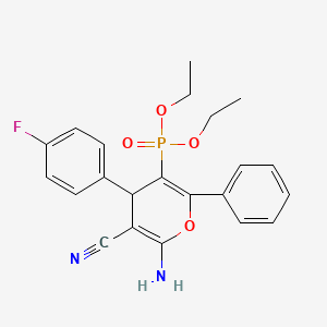 molecular formula C22H22FN2O4P B11480562 diethyl [6-amino-5-cyano-4-(4-fluorophenyl)-2-phenyl-4H-pyran-3-yl]phosphonate 