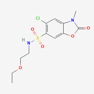 molecular formula C12H15ClN2O5S B11480570 5-chloro-N-(2-ethoxyethyl)-3-methyl-2-oxo-2,3-dihydro-1,3-benzoxazole-6-sulfonamide 