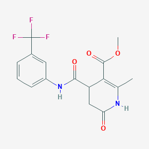 molecular formula C16H15F3N2O4 B11480593 Methyl 6-hydroxy-2-methyl-4-{[3-(trifluoromethyl)phenyl]carbamoyl}-4,5-dihydropyridine-3-carboxylate 