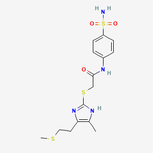 molecular formula C15H20N4O3S3 B11480603 2-({4-methyl-5-[2-(methylsulfanyl)ethyl]-1H-imidazol-2-yl}sulfanyl)-N-(4-sulfamoylphenyl)acetamide 