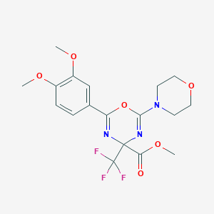 molecular formula C18H20F3N3O6 B11480637 methyl 2-(3,4-dimethoxyphenyl)-6-(morpholin-4-yl)-4-(trifluoromethyl)-4H-1,3,5-oxadiazine-4-carboxylate 