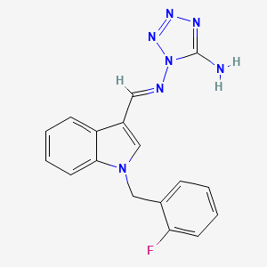 molecular formula C17H14FN7 B11480648 N~1~-{(E)-[1-(2-fluorobenzyl)-1H-indol-3-yl]methylidene}-1H-tetrazole-1,5-diamine 