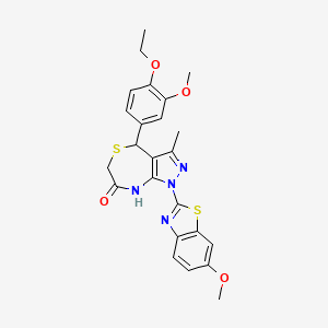 molecular formula C24H24N4O4S2 B11480650 4-(4-ethoxy-3-methoxyphenyl)-1-(6-methoxy-1,3-benzothiazol-2-yl)-3-methyl-4,8-dihydro-1H-pyrazolo[3,4-e][1,4]thiazepin-7(6H)-one 