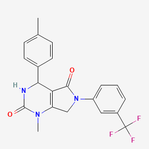 molecular formula C21H18F3N3O2 B11480688 1-methyl-4-(4-methylphenyl)-6-[3-(trifluoromethyl)phenyl]-3,4,6,7-tetrahydro-1H-pyrrolo[3,4-d]pyrimidine-2,5-dione 