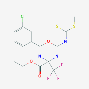 ethyl 2-{[bis(methylsulfanyl)methylidene]amino}-6-(3-chlorophenyl)-4-(trifluoromethyl)-4H-1,3,5-oxadiazine-4-carboxylate