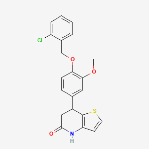 molecular formula C21H18ClNO3S B11480725 7-{4-[(2-chlorobenzyl)oxy]-3-methoxyphenyl}-6,7-dihydrothieno[3,2-b]pyridin-5(4H)-one 