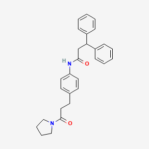 molecular formula C28H30N2O2 B11480742 N-[4-(3-oxo-3-pyrrolidin-1-ylpropyl)phenyl]-3,3-diphenylpropanamide 