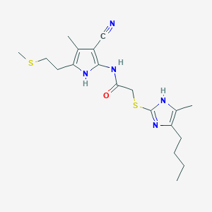 2-[(5-butyl-4-methyl-1H-imidazol-2-yl)sulfanyl]-N-{3-cyano-4-methyl-5-[2-(methylsulfanyl)ethyl]-1H-pyrrol-2-yl}acetamide