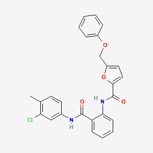 molecular formula C26H21ClN2O4 B11480779 N-{2-[(3-chloro-4-methylphenyl)carbamoyl]phenyl}-5-(phenoxymethyl)furan-2-carboxamide 