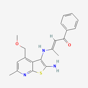 (2E)-3-{[2-amino-4-(methoxymethyl)-6-methylthieno[2,3-b]pyridin-3-yl]amino}-1-phenylbut-2-en-1-one