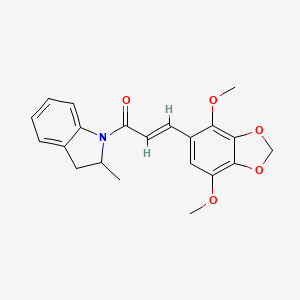 (2E)-3-(4,7-dimethoxy-1,3-benzodioxol-5-yl)-1-(2-methyl-2,3-dihydro-1H-indol-1-yl)prop-2-en-1-one