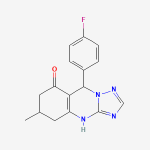 molecular formula C16H15FN4O B11480837 9-(4-fluorophenyl)-6-methyl-5,6,7,9-tetrahydro[1,2,4]triazolo[5,1-b]quinazolin-8(4H)-one 