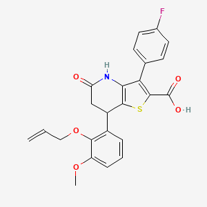 molecular formula C24H20FNO5S B11480850 3-(4-Fluorophenyl)-7-[3-methoxy-2-(prop-2-en-1-yloxy)phenyl]-5-oxo-4,5,6,7-tetrahydrothieno[3,2-b]pyridine-2-carboxylic acid 