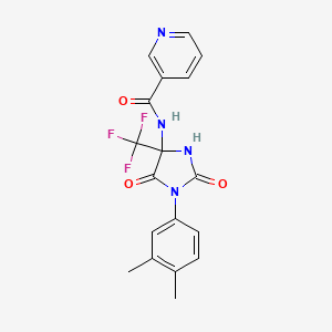 N-[1-(3,4-dimethylphenyl)-2,5-dioxo-4-(trifluoromethyl)imidazolidin-4-yl]pyridine-3-carboxamide