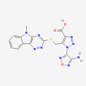 molecular formula C16H12N10O3S B11480932 1-(4-Amino-1,2,5-oxadiazol-3-YL)-5-[({5-methyl-5H-[1,2,4]triazino[5,6-B]indol-3-YL}sulfanyl)methyl]-1H-1,2,3-triazole-4-carboxylic acid 