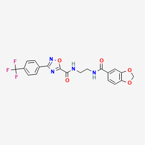 molecular formula C20H15F3N4O5 B11480953 N-{2-[(1,3-benzodioxol-5-ylcarbonyl)amino]ethyl}-3-[4-(trifluoromethyl)phenyl]-1,2,4-oxadiazole-5-carboxamide 