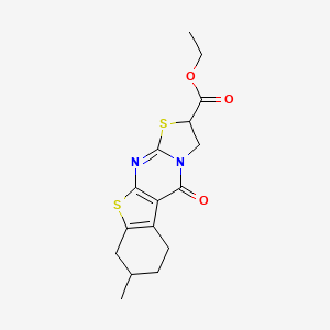 ethyl 8-methyl-5-oxo-2,3,6,7,8,9-hexahydro-5H-[1]benzothieno[2,3-d][1,3]thiazolo[3,2-a]pyrimidine-2-carboxylate