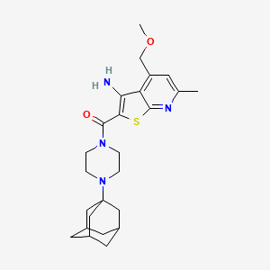 molecular formula C25H34N4O2S B11480965 2-[4-(Adamantan-1-YL)piperazine-1-carbonyl]-4-(methoxymethyl)-6-methylthieno[2,3-B]pyridin-3-amine 