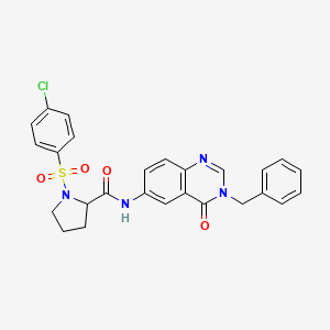 molecular formula C26H23ClN4O4S B11480974 N-(3-benzyl-4-oxo-3,4-dihydroquinazolin-6-yl)-1-[(4-chlorophenyl)sulfonyl]prolinamide 