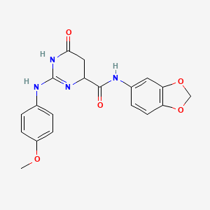 molecular formula C19H18N4O5 B11481029 N-(1,3-benzodioxol-5-yl)-2-[(4-methoxyphenyl)amino]-6-oxo-3,4,5,6-tetrahydropyrimidine-4-carboxamide 