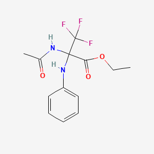 molecular formula C13H15F3N2O3 B11481051 Ethyl 2-acetamido-2-anilino-3,3,3-trifluoropropionate 