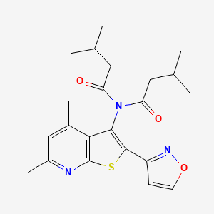 N-[4,6-dimethyl-2-(1,2-oxazol-3-yl)thieno[2,3-b]pyridin-3-yl]-3-methyl-N-(3-methylbutanoyl)butanamide